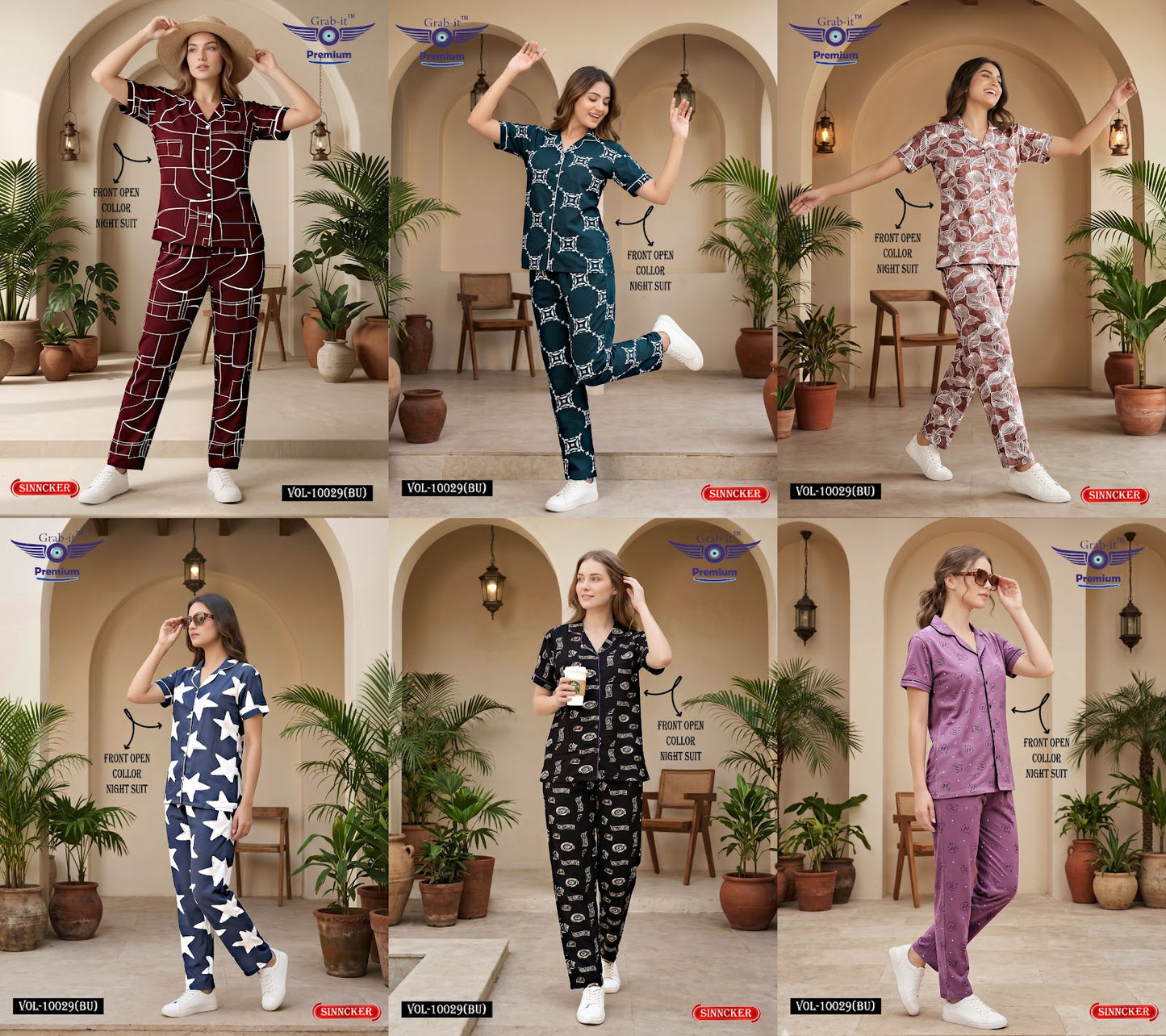 Vol 10029 Bu Grab It Sinker Collar Night Suits Exporter Gujarat