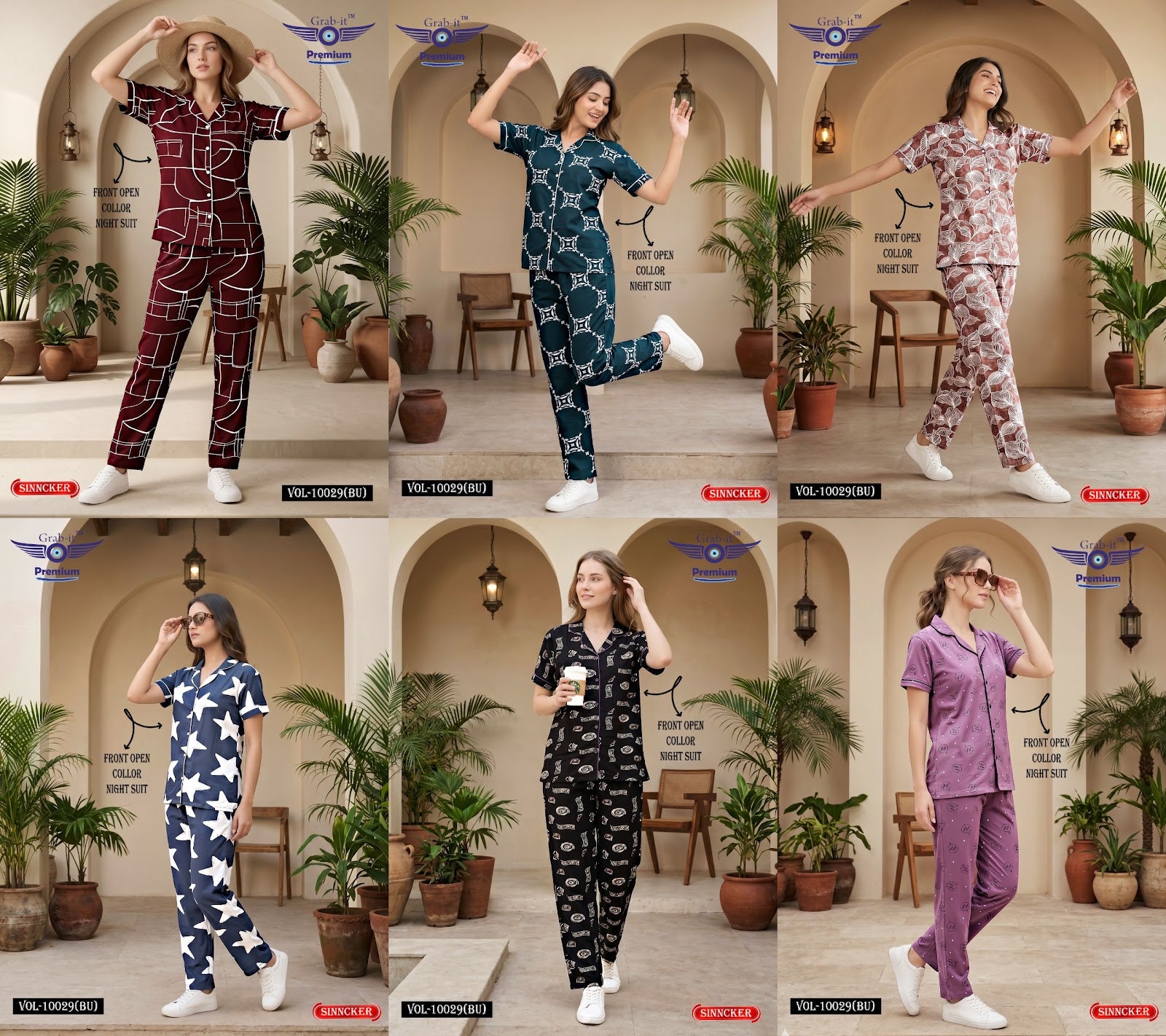 Vol 10029 Bu Grab It Sinker Collar Night Suits Exporter Gujarat