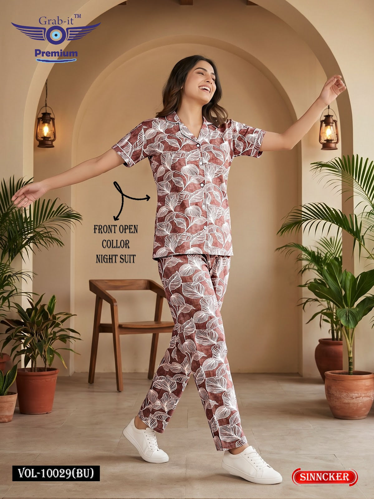 Vol 10029 Bu Grab It Sinker Collar Night Suits Exporter Gujarat