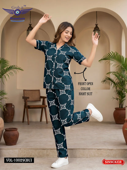 Vol 10029 Bu Grab It Sinker Collar Night Suits Exporter Gujarat