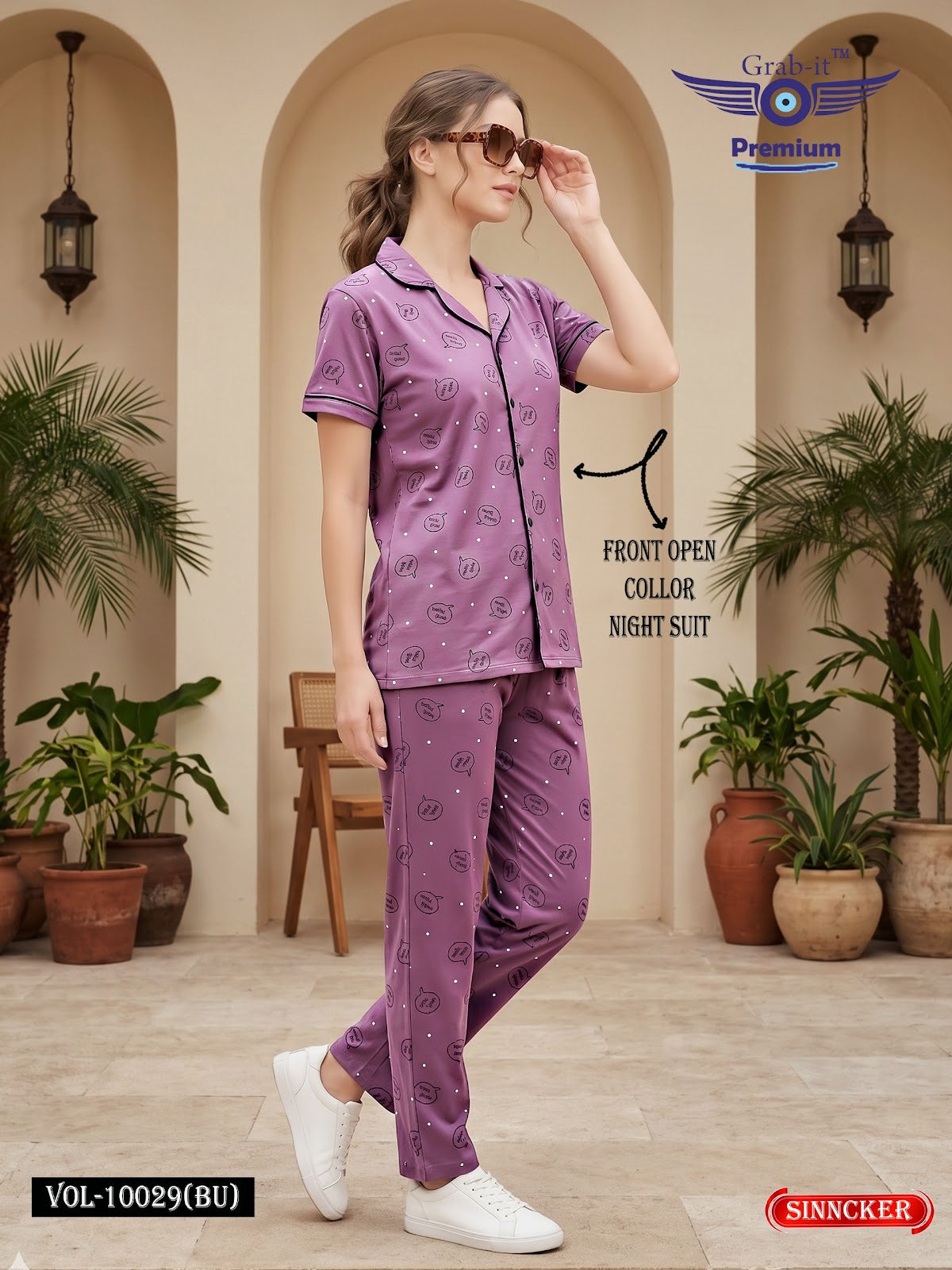 Vol 10029 Bu Grab It Sinker Collar Night Suits Exporter Gujarat