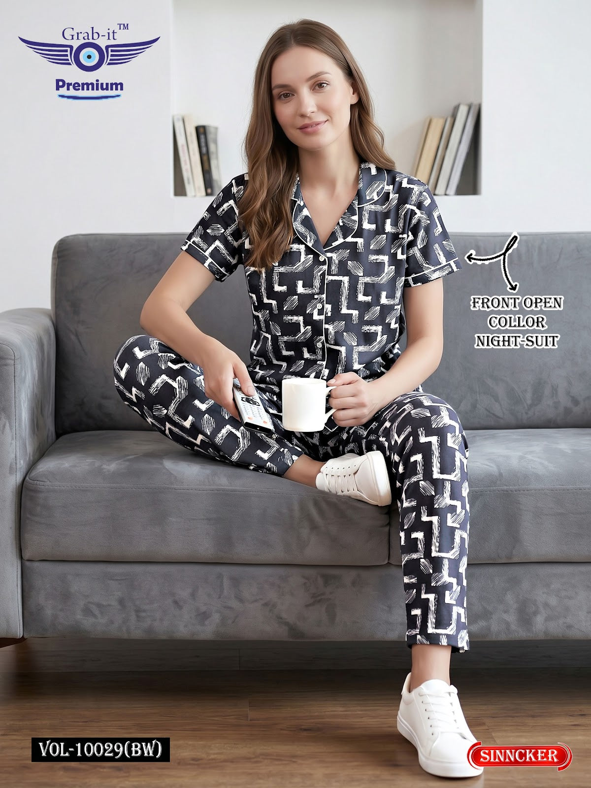 Vol 10029 Bw Grab It Sinker Collar Night Suits Wholesale Rate