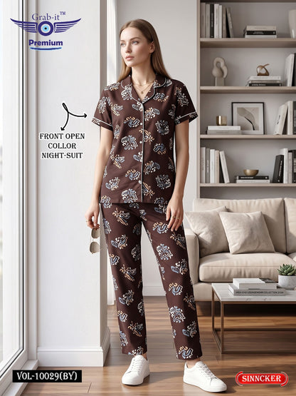Vol 10029 By Grab It Sinker Collar Night Suits Supplier India