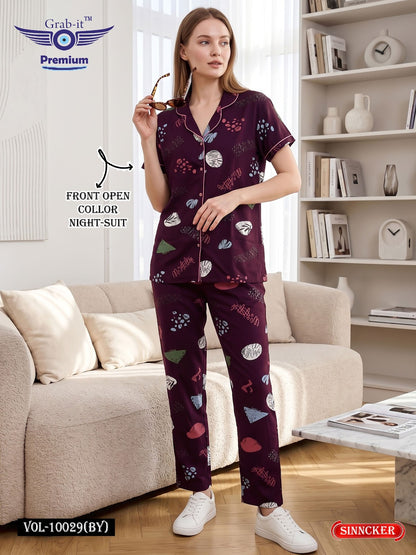 Vol 10029 By Grab It Sinker Collar Night Suits Supplier India