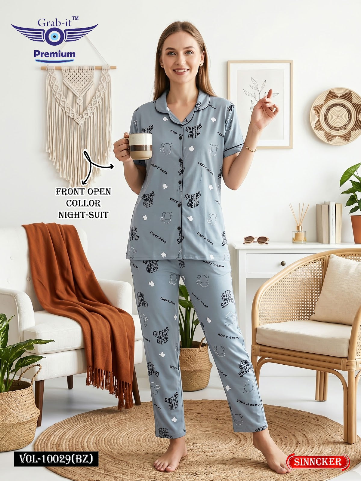 Vol 10029 Bz Grab It Sinker Collar Night Suits Supplier Gujarat
