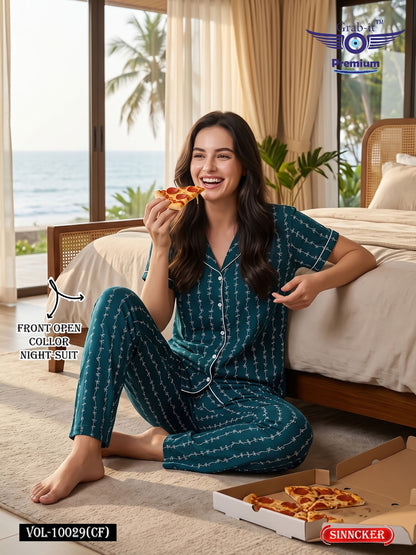 Vol 10029 Cf Grab It Sinker Collar Night Suits Wholesaler