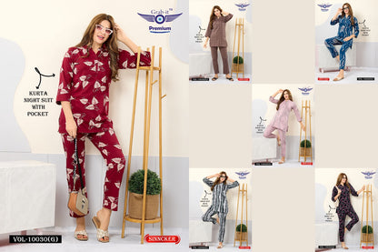 Vol 10030-G Grab It Sinker Kurta Night Suits Wholesale