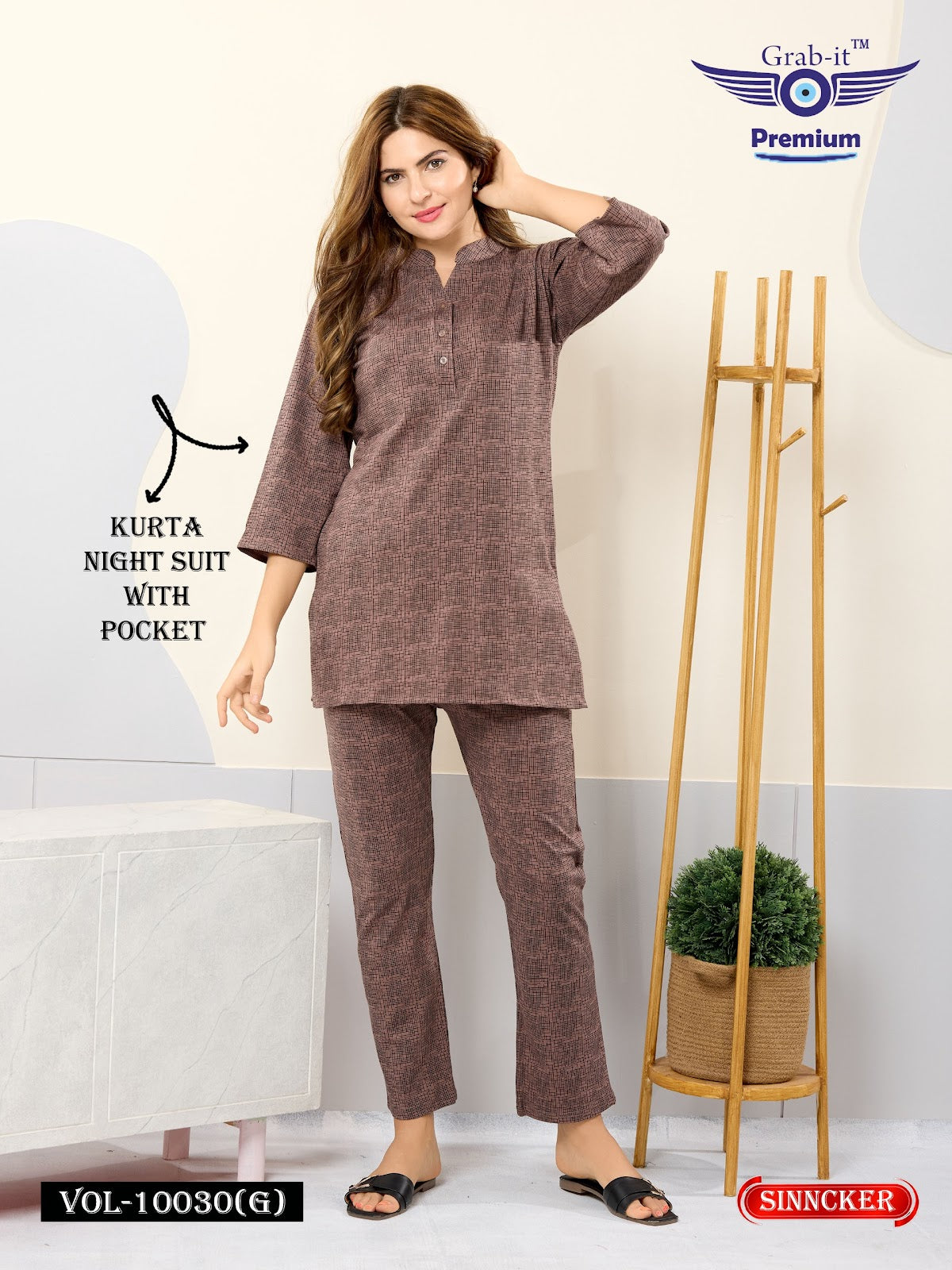 Vol 10030-G Grab It Sinker Kurta Night Suits Wholesale