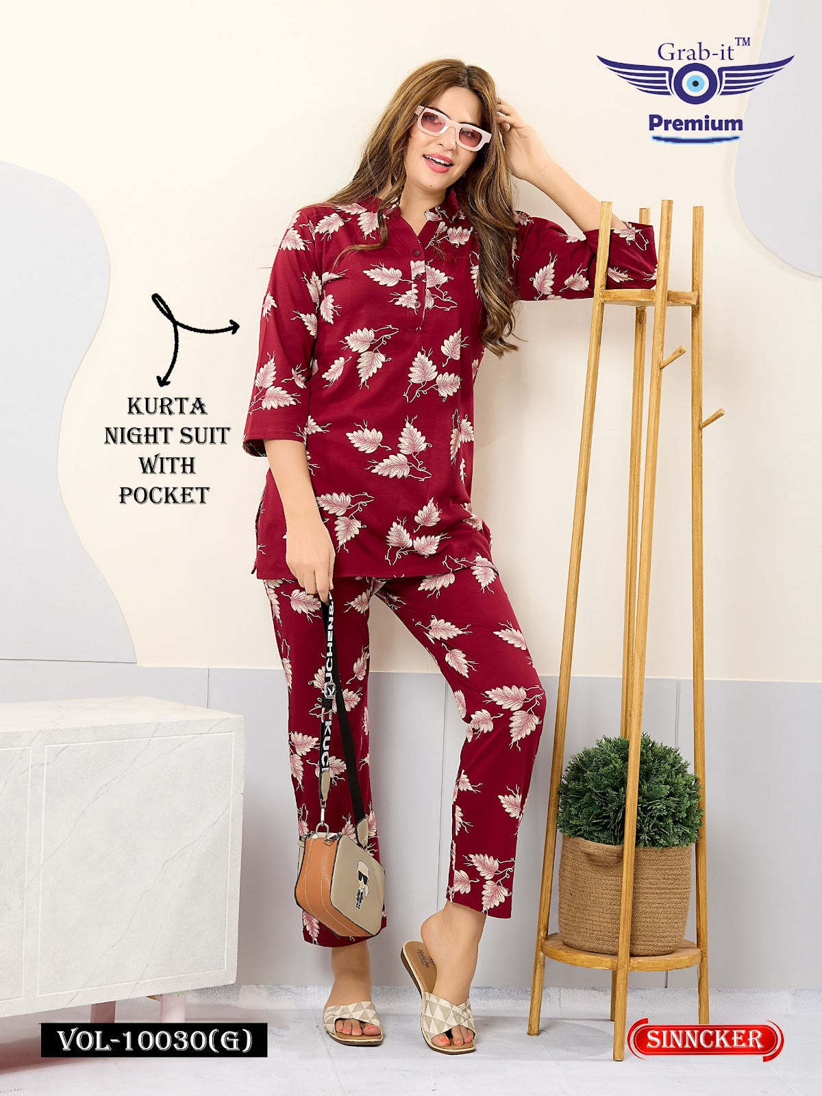 Vol 10030-G Grab It Sinker Kurta Night Suits Wholesale