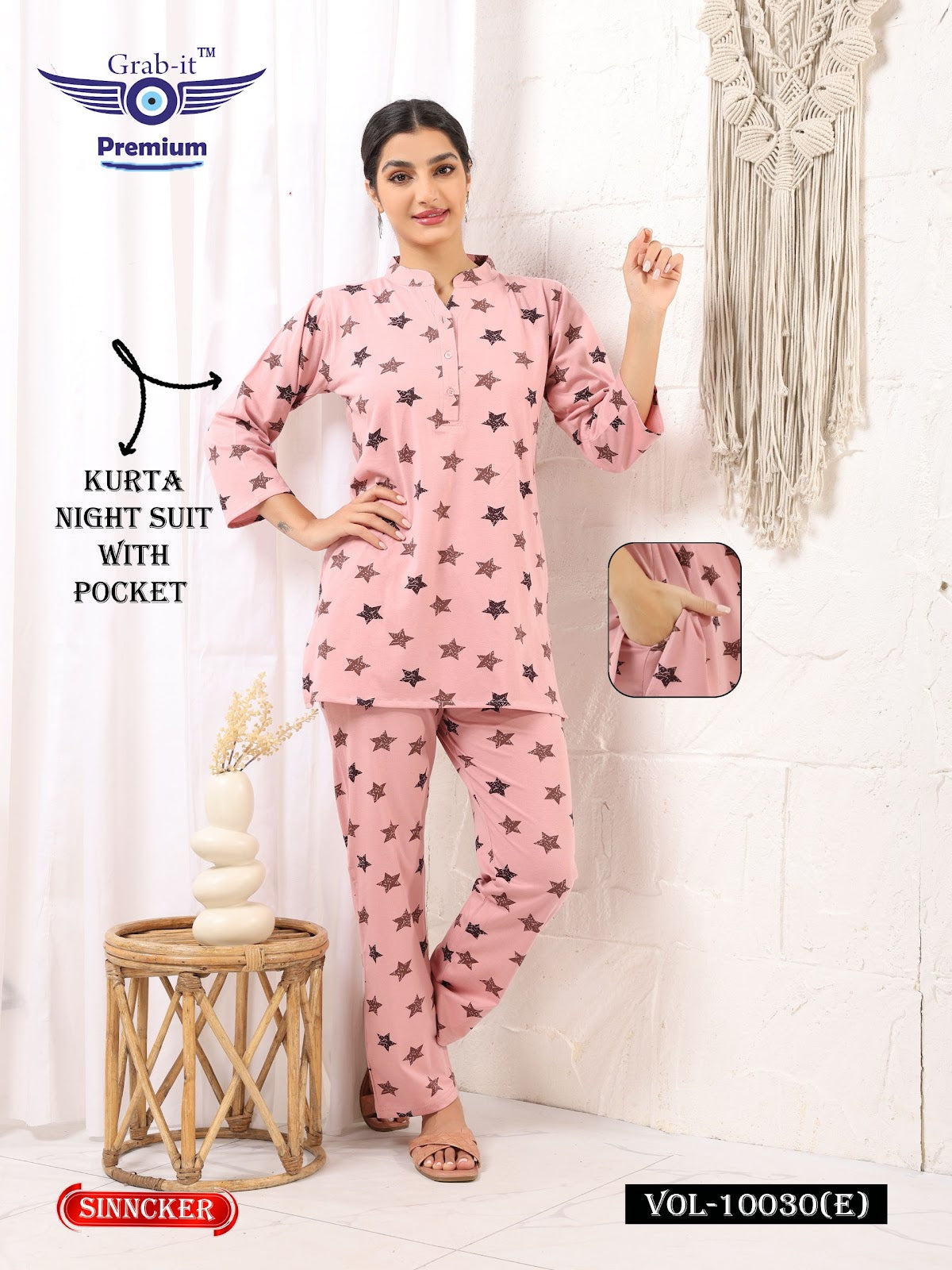 Vol 10030 E Grab It Sinker Kurta Night Suits Wholesale Rate