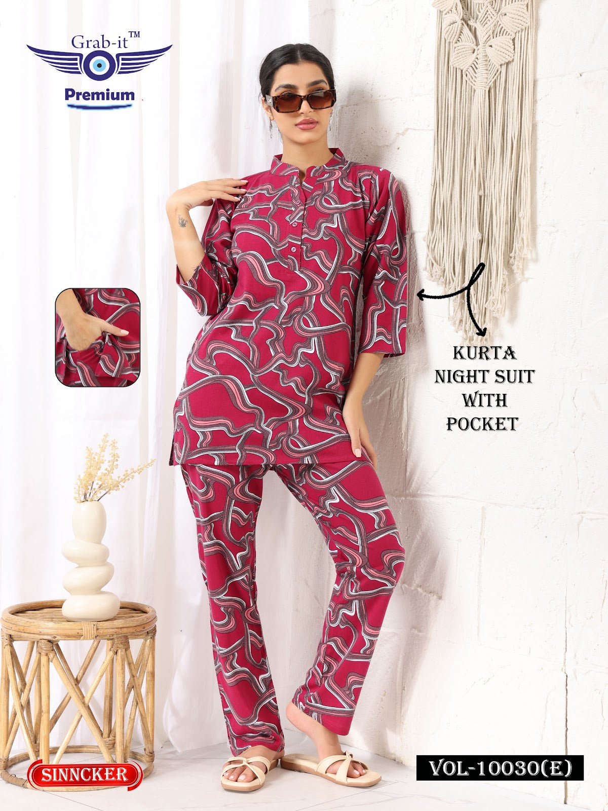 Vol 10030 E Grab It Sinker Kurta Night Suits Wholesale Rate