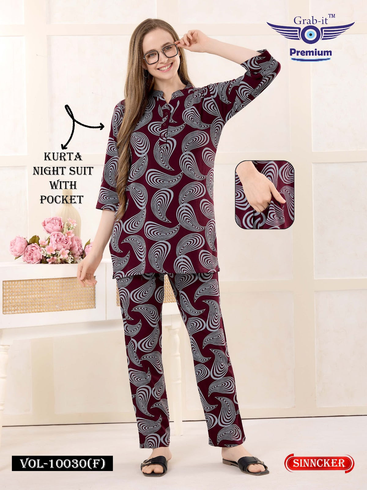 Vol 10030 F Grab It Sinker Kurta Night Suits Manufacturer Ahmedabad