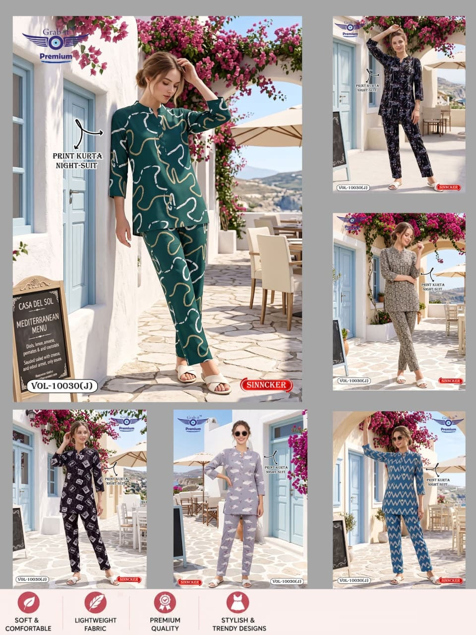 Vol 10030 J Grab It Sincker Kurta Night Suits Supplier Gujarat