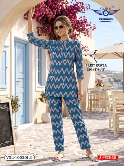 Vol 10030 J Grab It Sincker Kurta Night Suits Supplier Gujarat