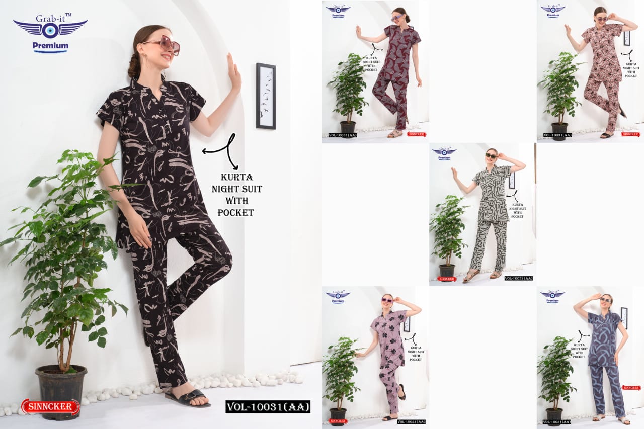 Vol 10031 Aa Grab It Sinker Kurta Night Suits Supplier India