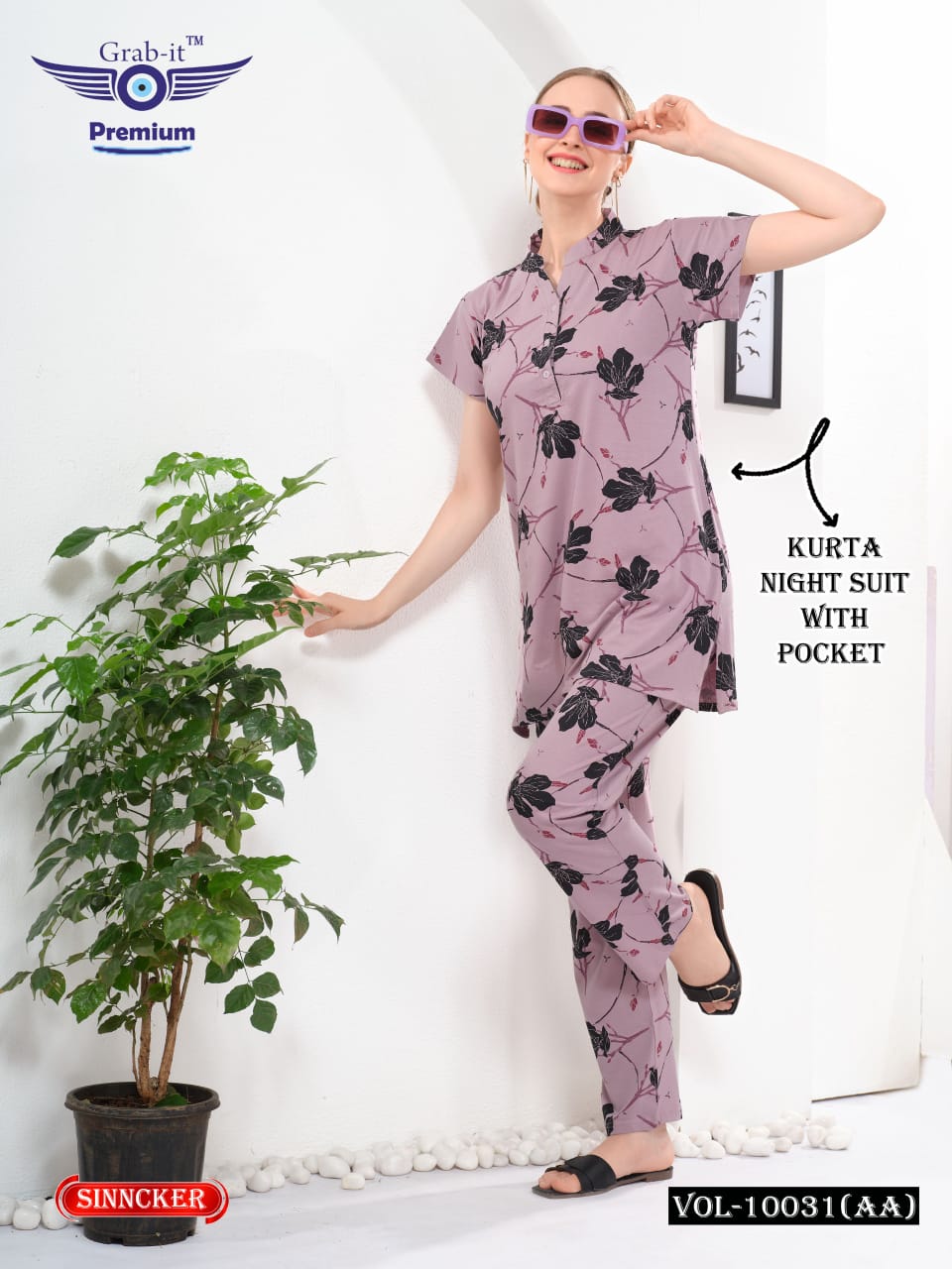 Vol 10031 Aa Grab It Sinker Kurta Night Suits Supplier India