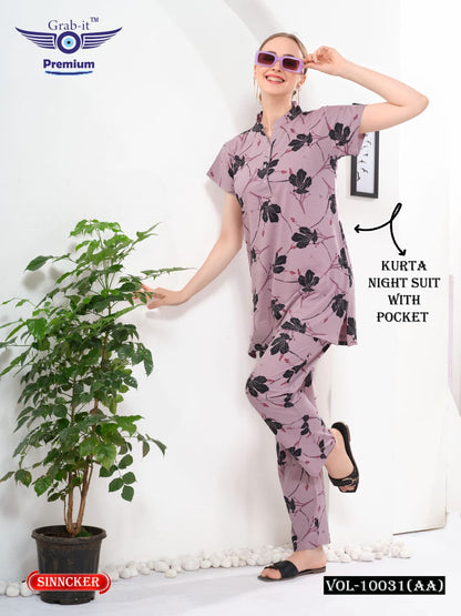 Vol 10031 Aa Grab It Sinker Kurta Night Suits Supplier India