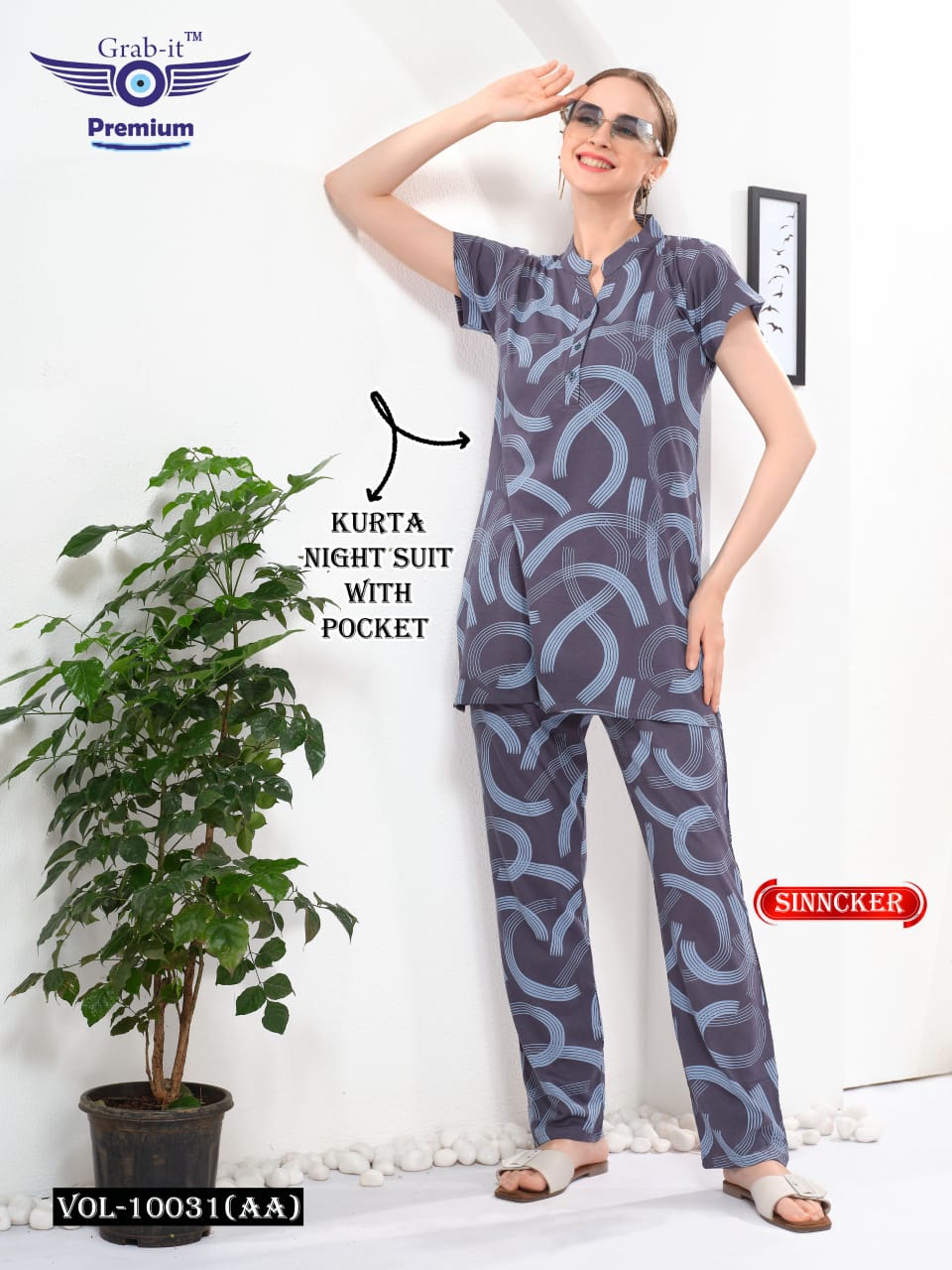 Vol 10031 Aa Grab It Sinker Kurta Night Suits Supplier India