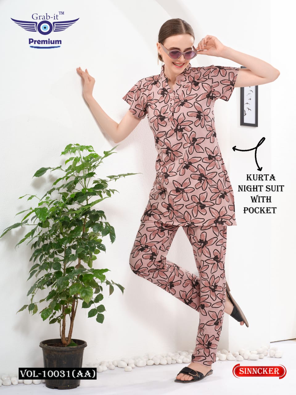 Vol 10031 Aa Grab It Sinker Kurta Night Suits Supplier India