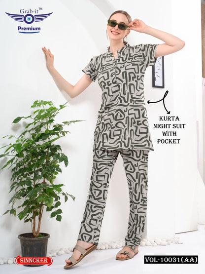 Vol 10031 Aa Grab It Sinker Kurta Night Suits Supplier India