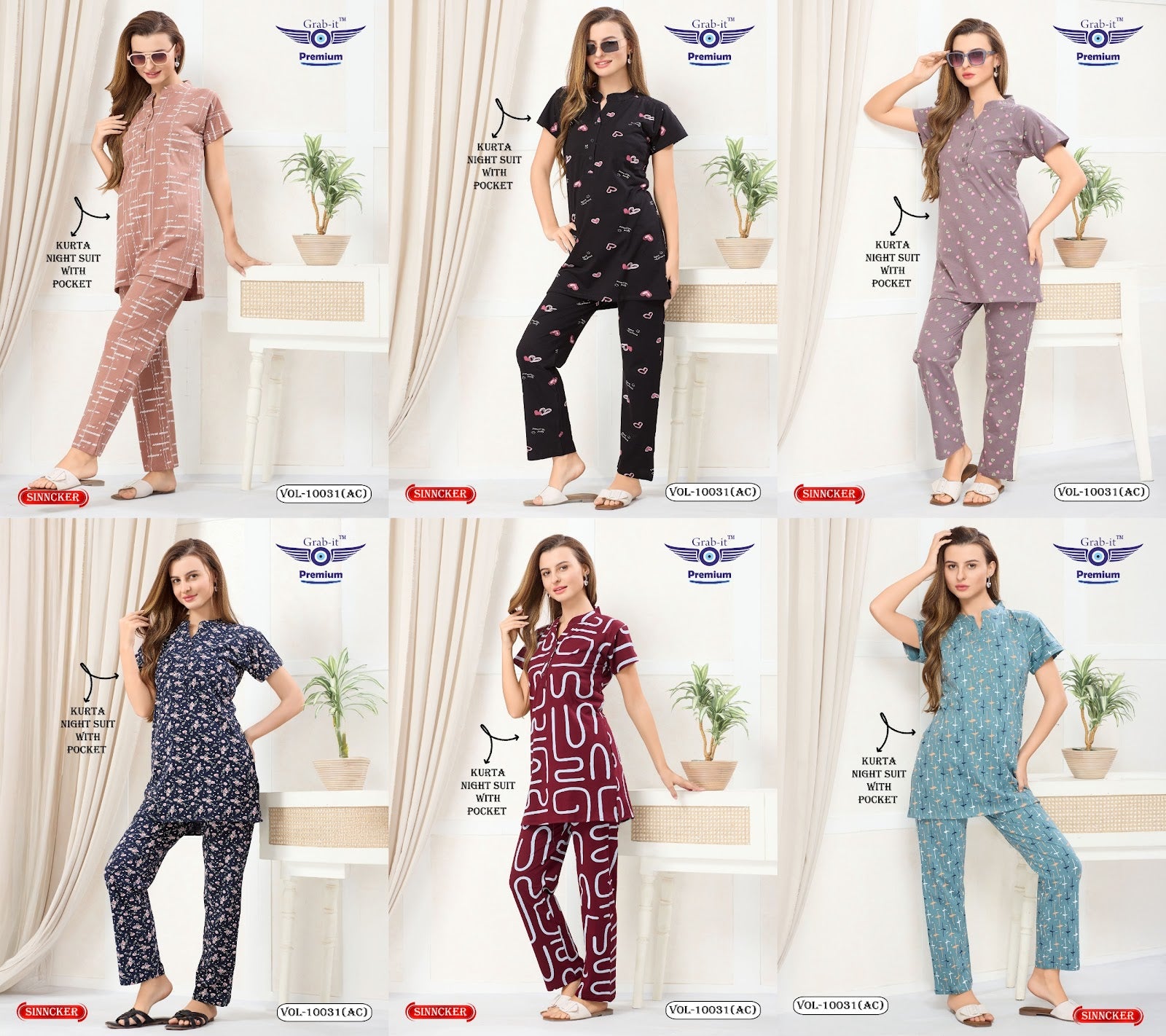 Vol 10031 Ac Grab It Sinker Kurta Night Suits Supplier