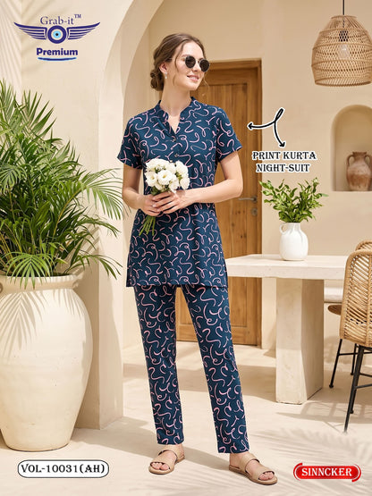 Vol 10031 Ah Grab It Sincker Kurta Night Suits Wholesaler Ahmedabad
