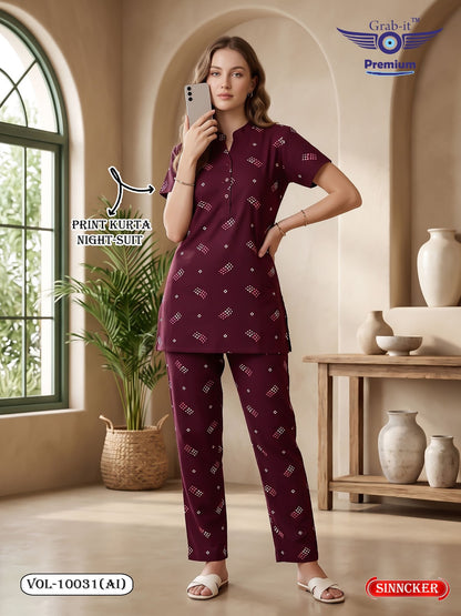 Vol 10031 Ai Grab It Sincker Kurta Night Suits Exporter India