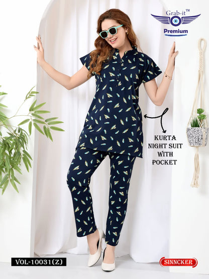 Vol 10031 Z Grab It Sinker Kurta Night Suits Wholesaler Gujarat