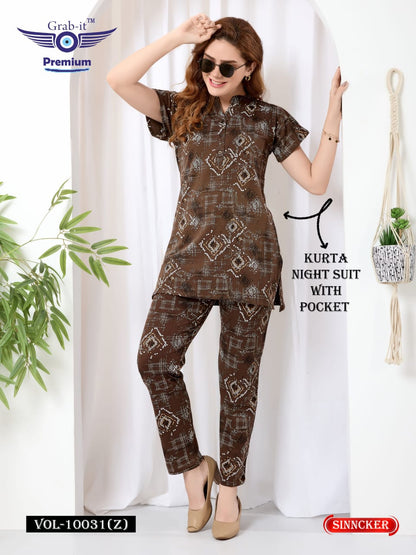 Vol 10031 Z Grab It Sinker Kurta Night Suits Wholesaler Gujarat