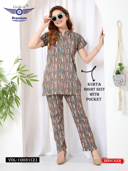Vol 10031 Z Grab It Sinker Kurta Night Suits Wholesaler Gujarat