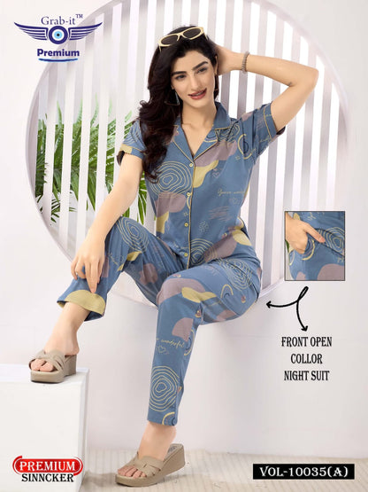 Vol 10035 A Grab It Sinker Collar Night Suits Exporter