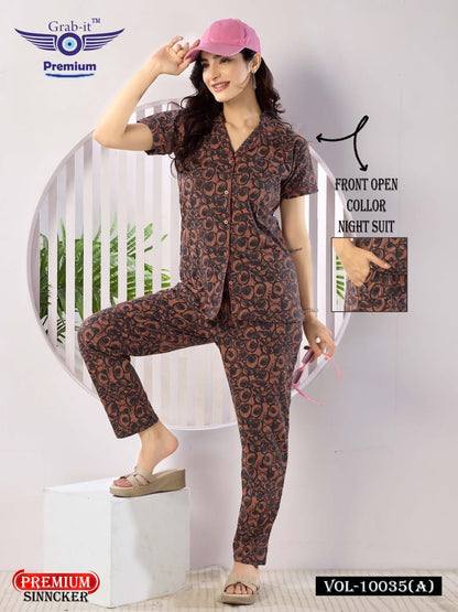 Vol 10035 A Grab It Sinker Collar Night Suits Exporter