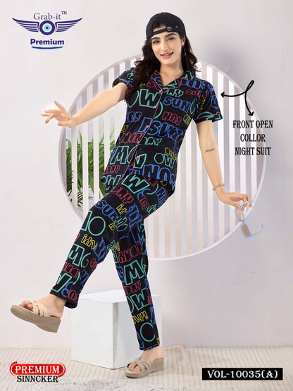 Vol 10035 A Grab It Sinker Collar Night Suits Exporter