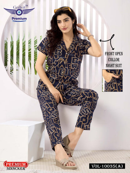 Vol 10035 A Grab It Sinker Collar Night Suits Exporter