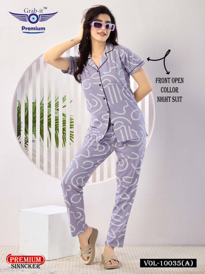 Vol 10035 A Grab It Sinker Collar Night Suits Exporter