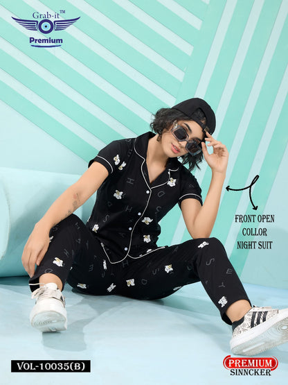 Vol 10035 B Grab It Sincker Collar Night Suits Wholesale Rate