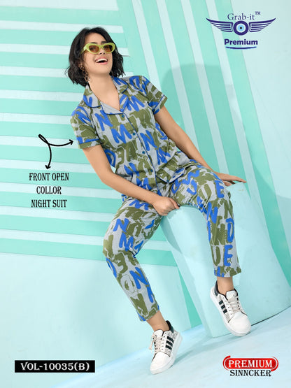 Vol 10035 B Grab It Sincker Collar Night Suits Wholesale Rate