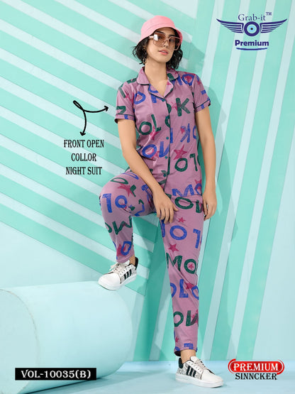 Vol 10035 B Grab It Sincker Collar Night Suits Wholesale Rate