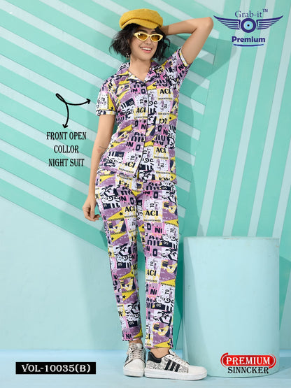 Vol 10035 B Grab It Sincker Collar Night Suits Wholesale Rate