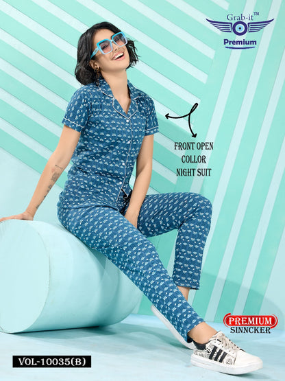 Vol 10035 B Grab It Sincker Collar Night Suits Wholesale Rate