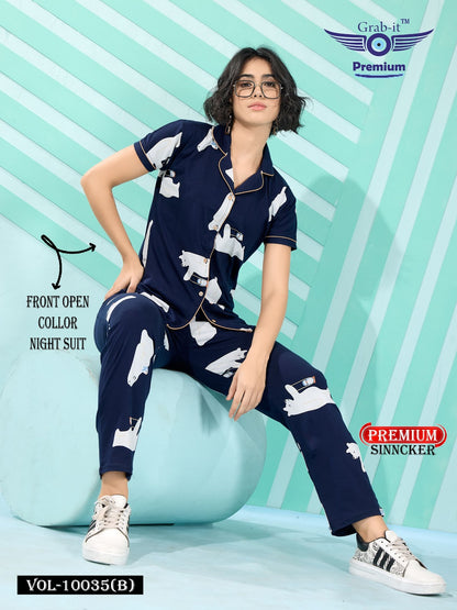 Vol 10035 B Grab It Sincker Collar Night Suits Wholesale Rate