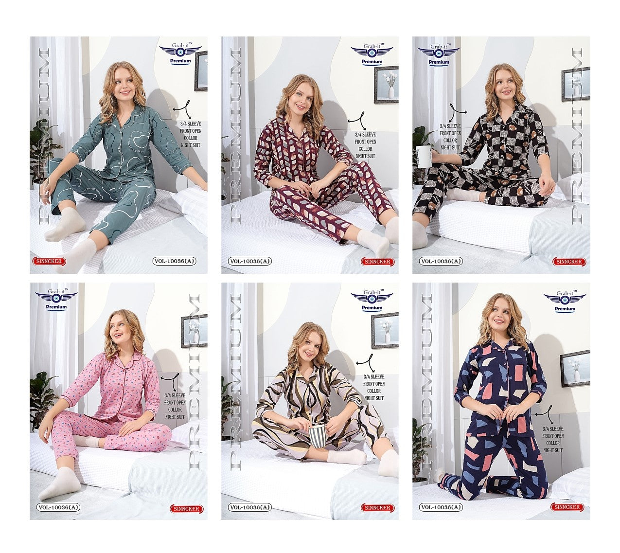 Vol 10036 A Grab It Sinker Collar Night Suits Exporter Gujarat