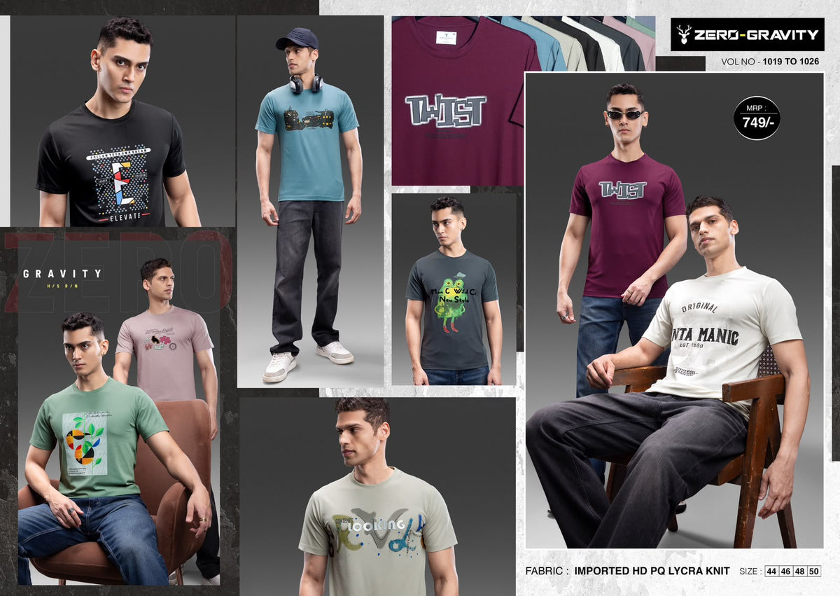 Vol 1019 To 1026 Plus Size Zero Gravity Lycra Mens Tshirts Exporter