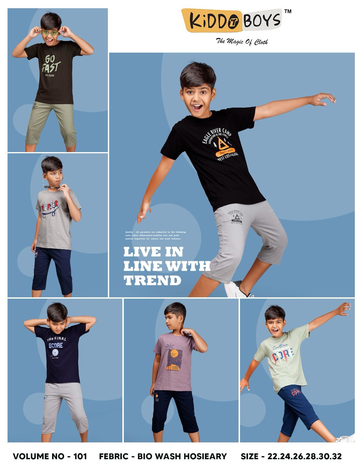 Vol 101 Kiddo Biowash Boys Capri Night Suit Supplier India