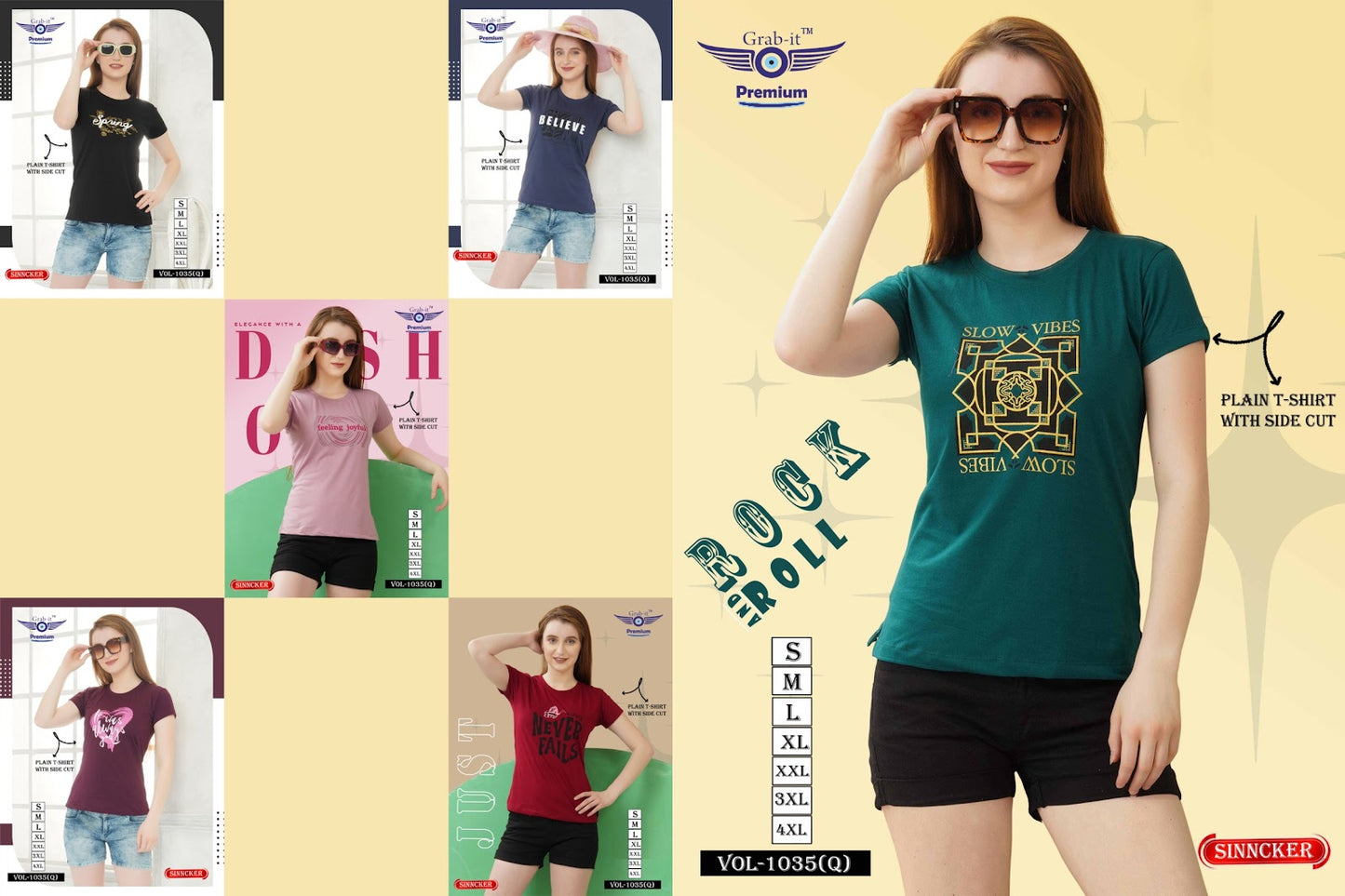 Vol 1035 Q Grab It Sinker Women Tshirt Wholesale