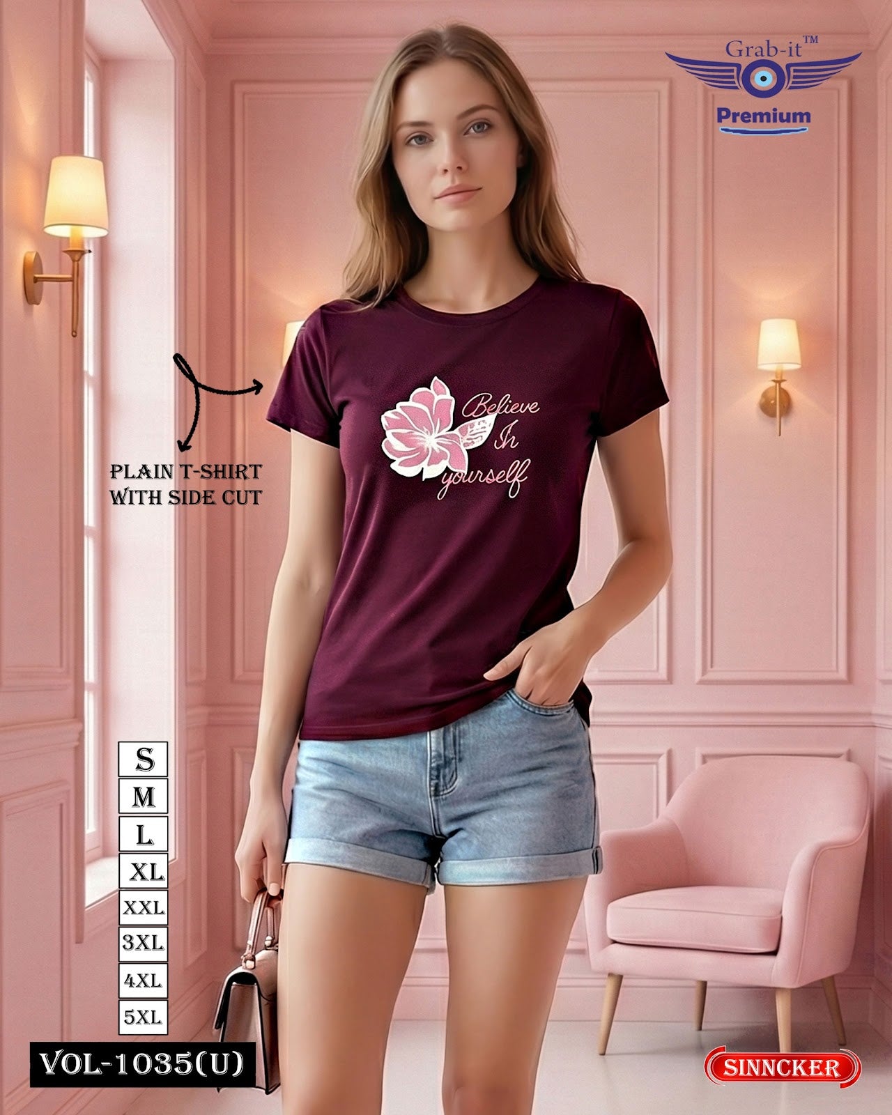 Vol 1035 U Grab It Sinker Women Tshirt Exporter Ahmedabad
