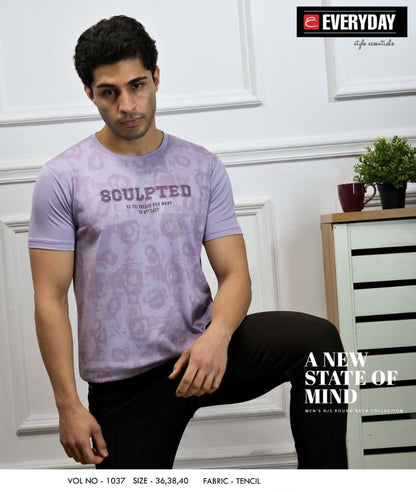 Vol 1037 Everyday Tencil Lycra Mens Tshirts Exporter Ahmedabad