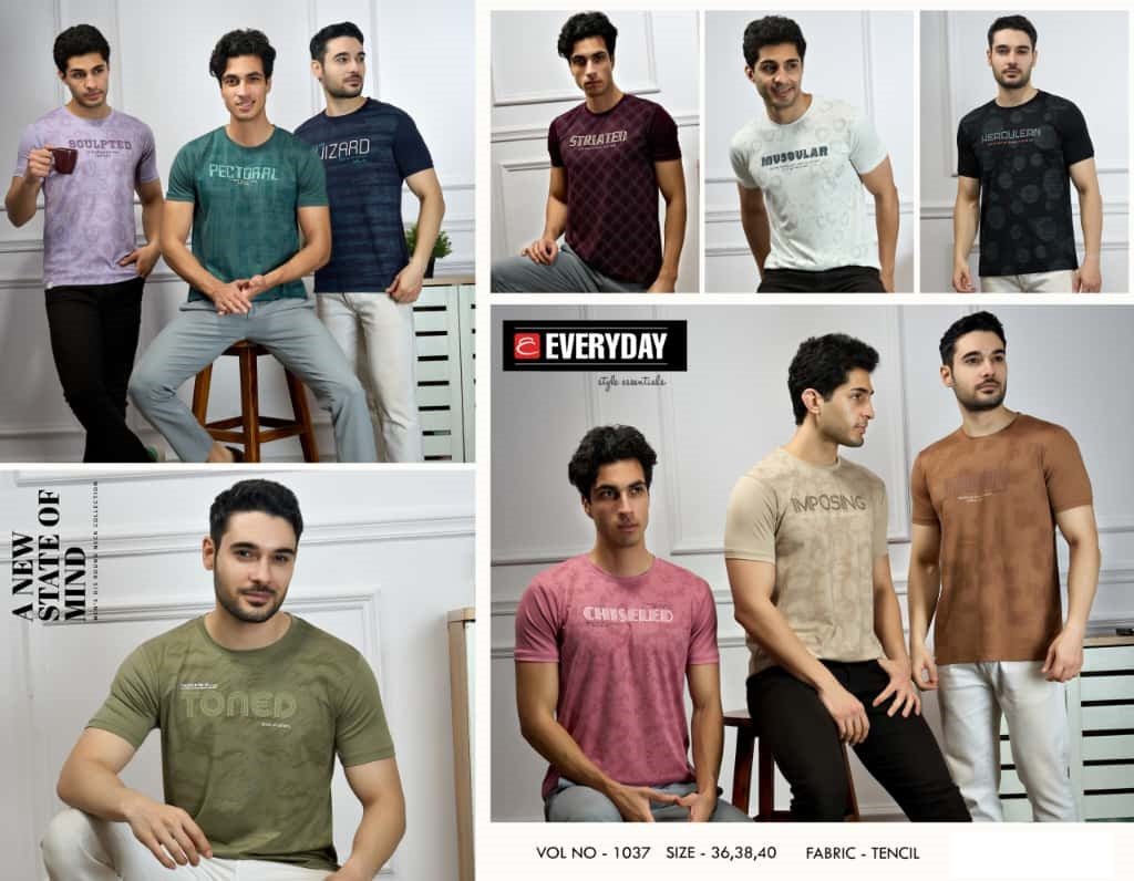 Vol 1037 Everyday Tencil Lycra Mens Tshirts Exporter Ahmedabad