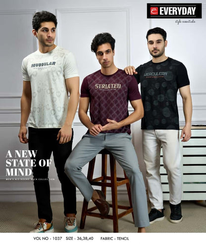 Vol 1037 Everyday Tencil Lycra Mens Tshirts Exporter Ahmedabad