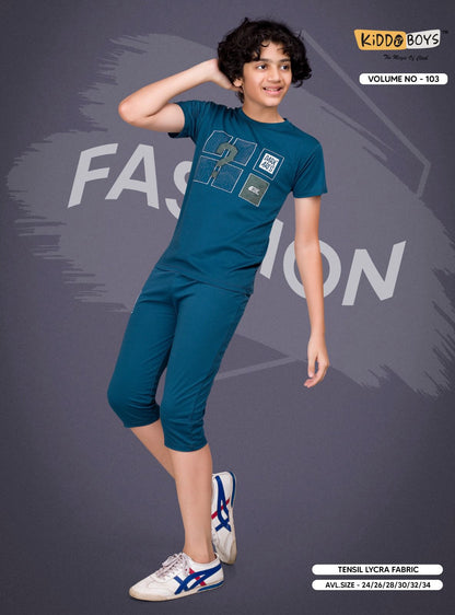 Vol 103 Kiddo Tencil Lycra Boys Capri Night Suit Manufacturer Gujarat